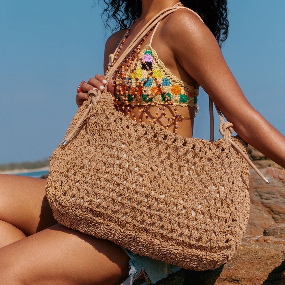 NWT Dolce Vita Ravello Tote Natural Raffia Tote Bag - Picture 6 of 14